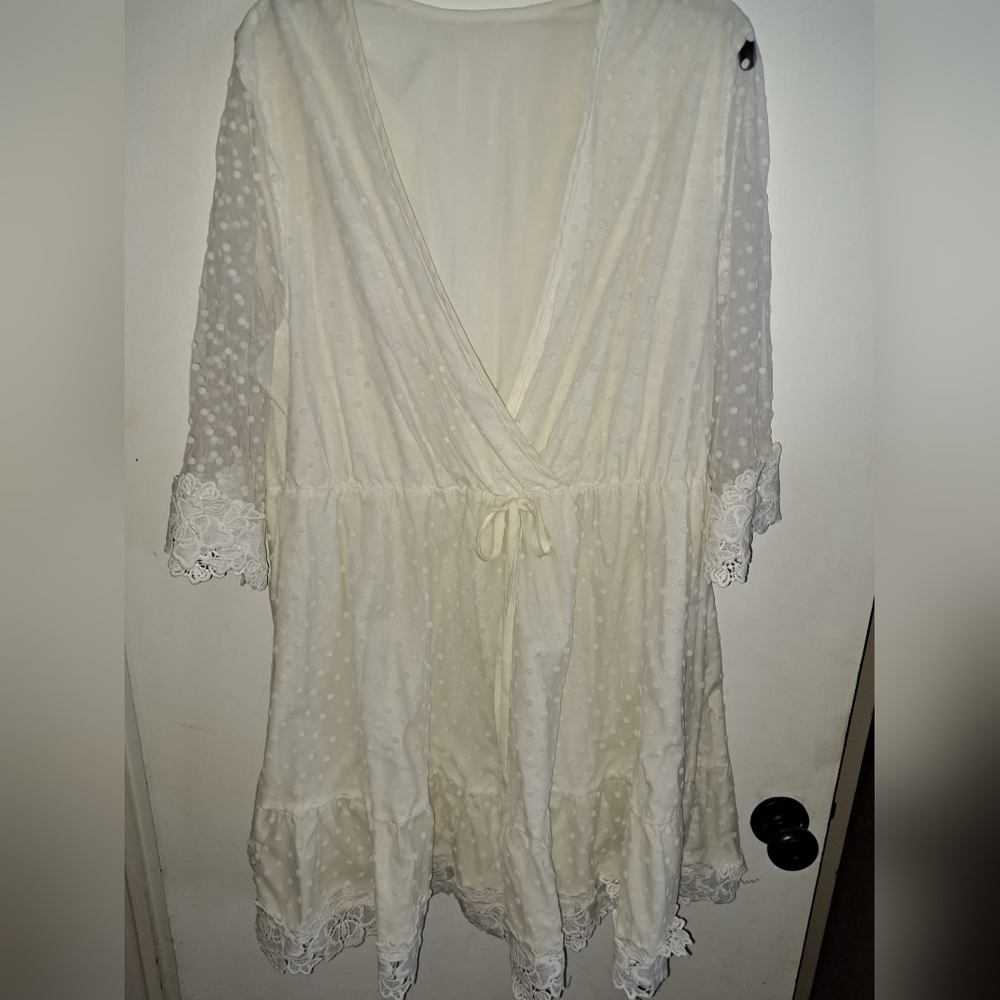 Cream Polka Dot Wrap Dress